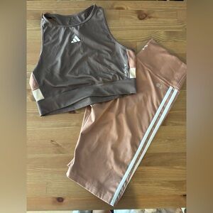 Adidas Pink/Brown Tank top (M) and Shorts (L) Set Like New